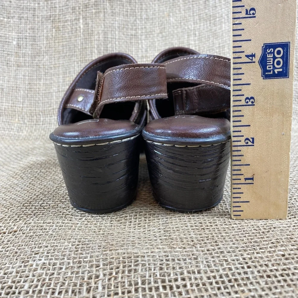 Born clog brown striped  ankle strap boc heeled women sz 11M - Picture 8 of 10